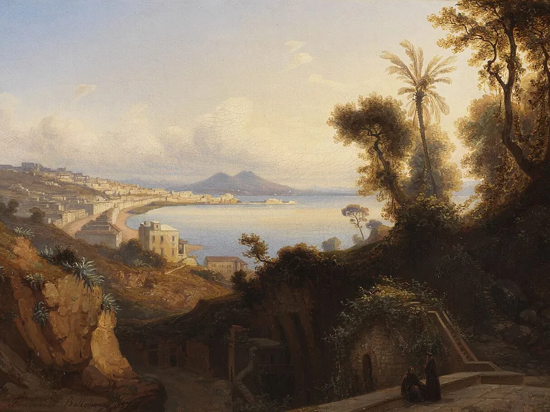 1814-Ferdinand Konrad Bellermann - Veduta del Vesuvio nel 1857